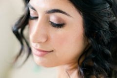 A portrait of a bride with soft, natural wedding makeup. 